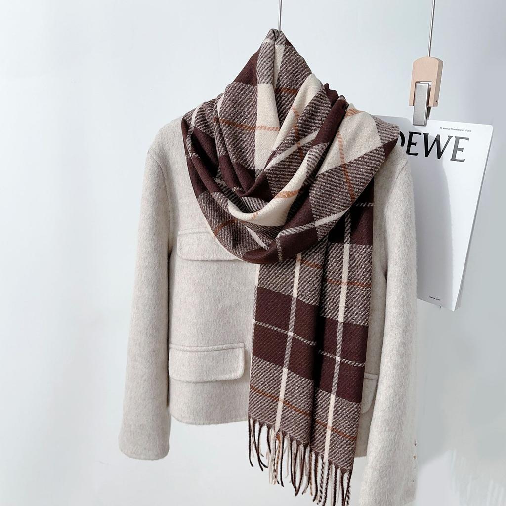 Otoño E Invierno Nuevo Estilo Retro Británico Estudiante Pareja Cálido Y A Prueba De Viento Bufanda Chal Chal de Imitación de Cachemira