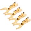 4PCS Gold Plated Spade Speaker Connector Pure Copper Speaker Wire Plug  For Amplifiers