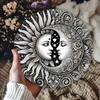 Vintage Sun Moon Metal Wall Art HD Textured Relief Indoor Outdoor Decor Weather Resistant Modern Ornament