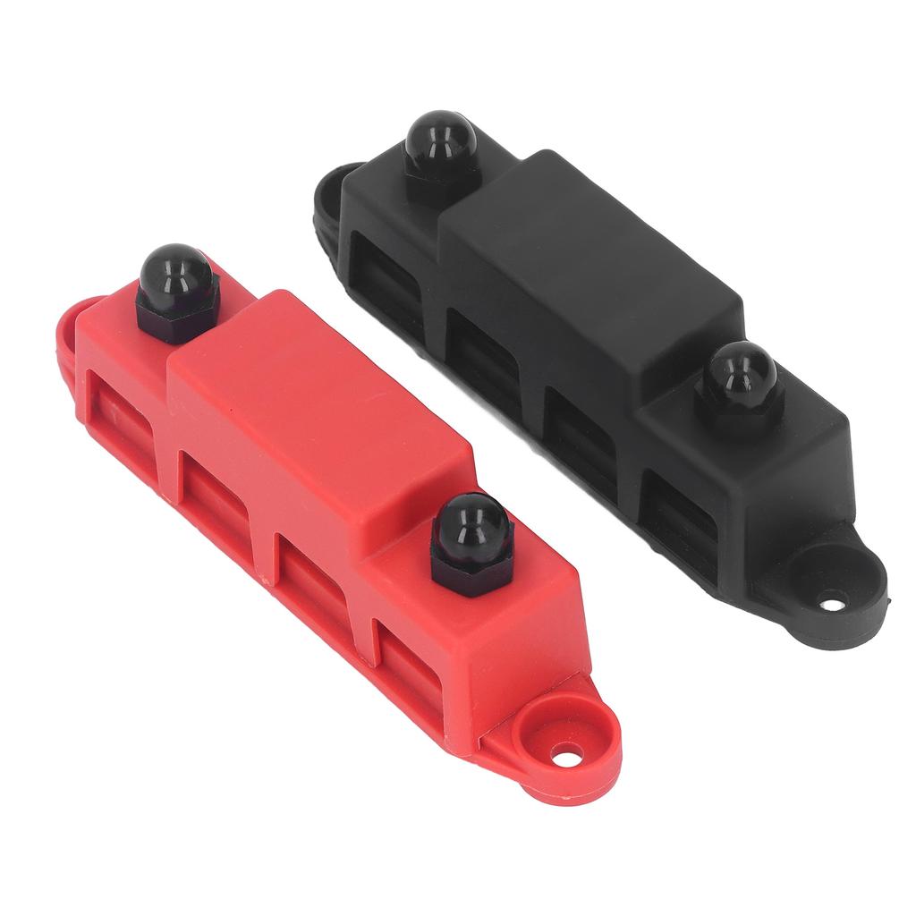 2Pcs Bus Bar Terminal Block 48V 250A Heavy Duty Module Power Distribution DC Box 4 Positions M10 for RV Marine Red Black