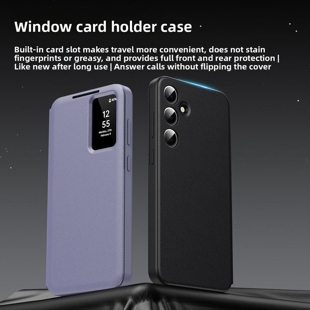 Smart View Window Leather Phone Case With Card Slot For Samsung Galaxy 5g S25