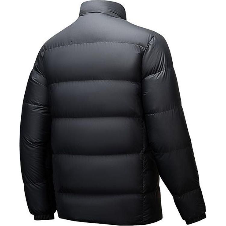 Anta Mens Training Casual Comfortable Stand Collar Zipper Down Jacket Unisex Outerwear Basic-Black 152447915-4