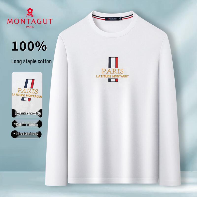 MONTAGUT Men s 100% Cotton Embroidered Crew Neck T-Shirt 56