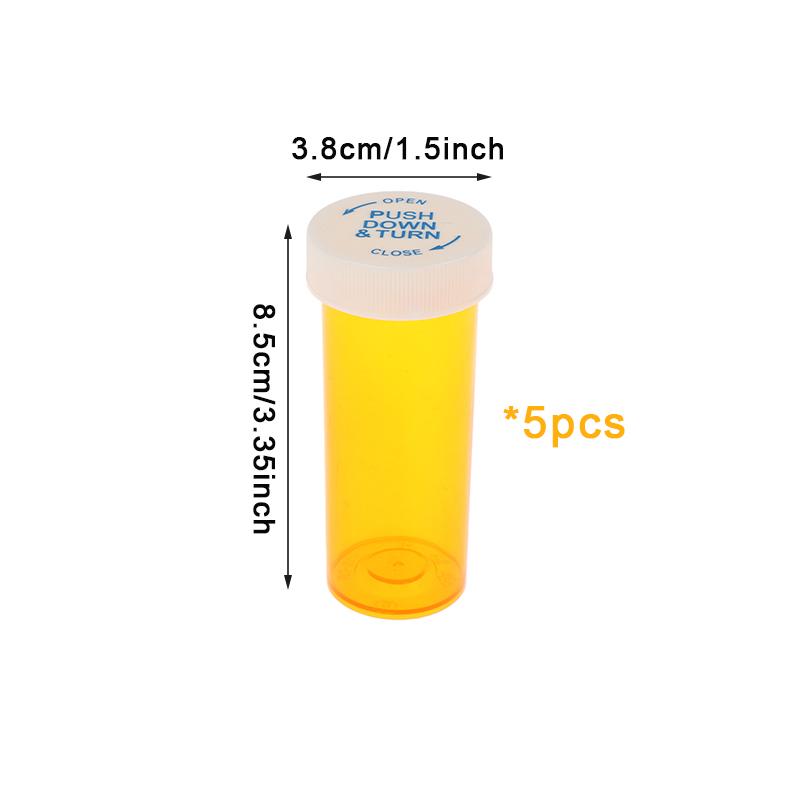 5-Pack Child-Resistant Pill Bottles - 6-60 Dram Travel-Size Medicine Containers with Safety Caps, Multi-Use Portable Vials