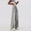 Women's Gray Corrugated Wide-Leg Jeans - 2024 Autumn Lazy Street Style