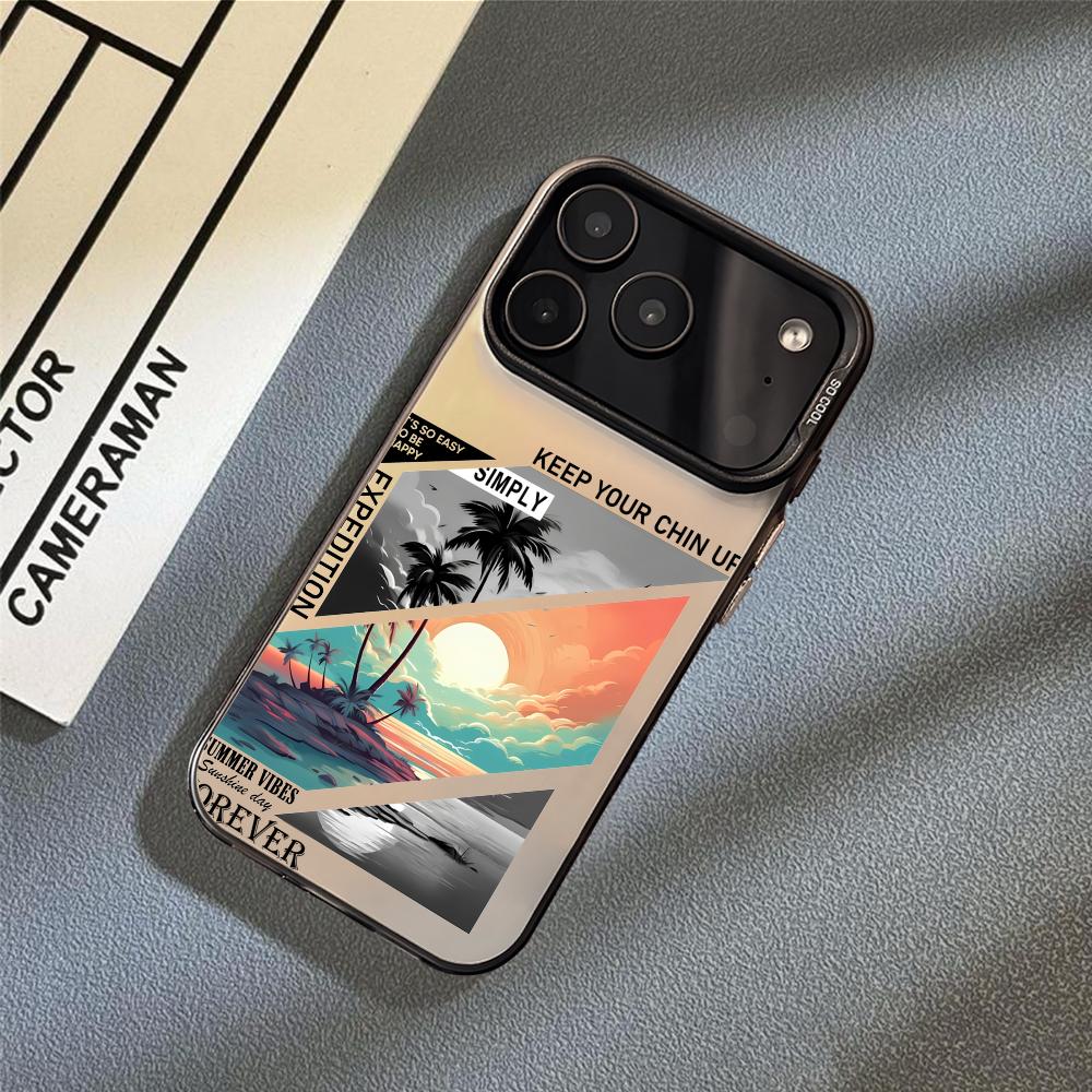 Fashion Landscape Phone Case For iPhone 17 16 15 14 13 12 11 Pro Max Air Matte Laser Aurora Shockproof Funda