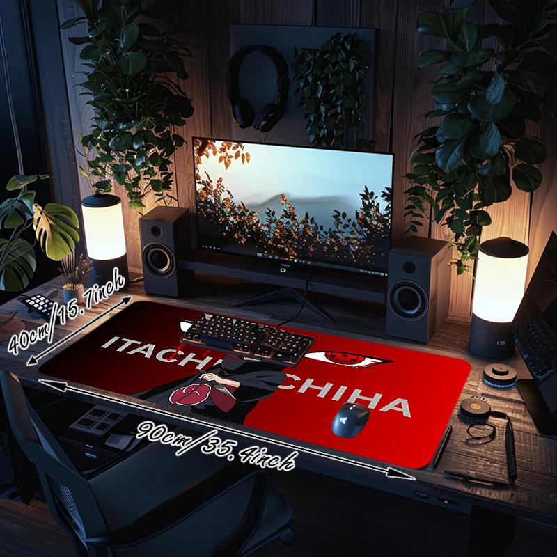 1Pc Itachi Uchiha'S Sharingan Gaming Mouse Pad Keyboard Desk Mat Non-slip Rubber Lock Edge Waterproof Computer Mousepad for Office Home Decor Ey110