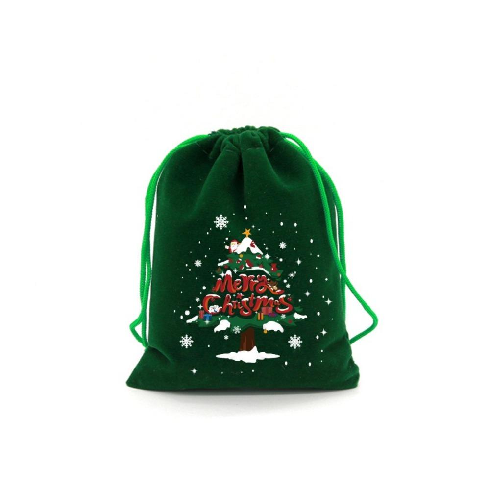 5PCS Green Christmas Velvet Bags Bracelet Jewelry Storage Jewelry Packaging Bag  For Christmas