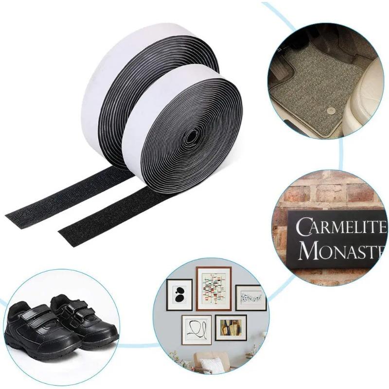 5M Strong Self-adhesive Hook and Loop Fastener Strip Magic Nylon Sticker Scratch Tapes with Glue Strap for DIY Craft 20-50MM