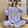 Autumn Winter Warm Flannel Women Pyjamas Sets Thicken Coral Velvet Long Sleeve Cute Cartoon Sleepwear Women's Flannel Pajamas Set for Youth Girl