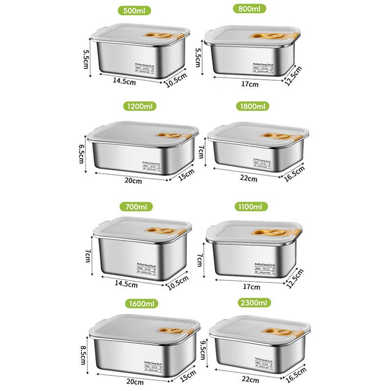 304 Stainless Steel Rectangular Food Storage Container with Lid