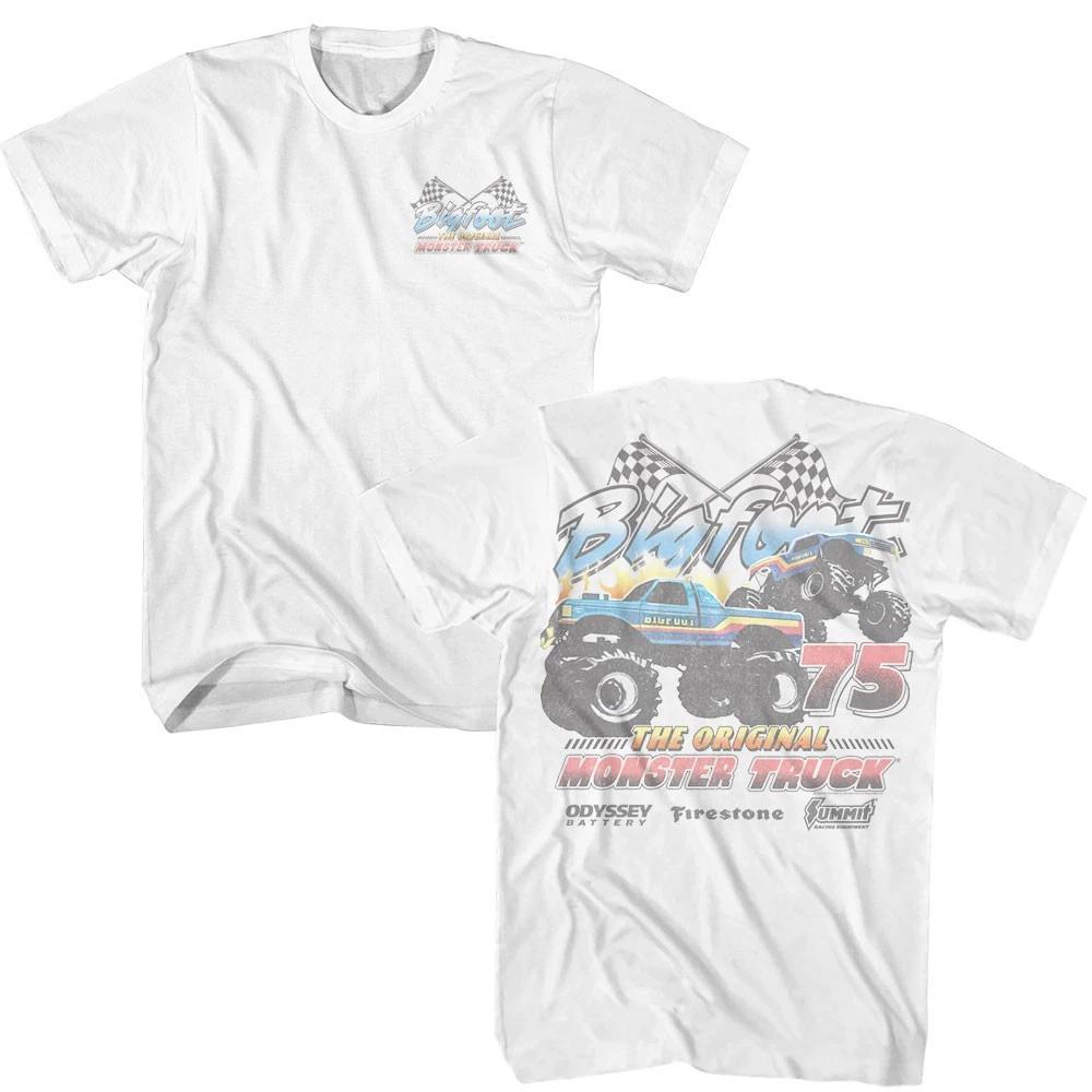 Bigfoot The Original Monster Truck Sponsers Checkered Flags Men s T Shirt S
