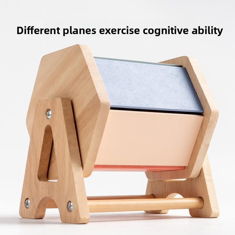 Montessori Wooden Drawer Box With Textile Drum For Early Childhood Learning Development