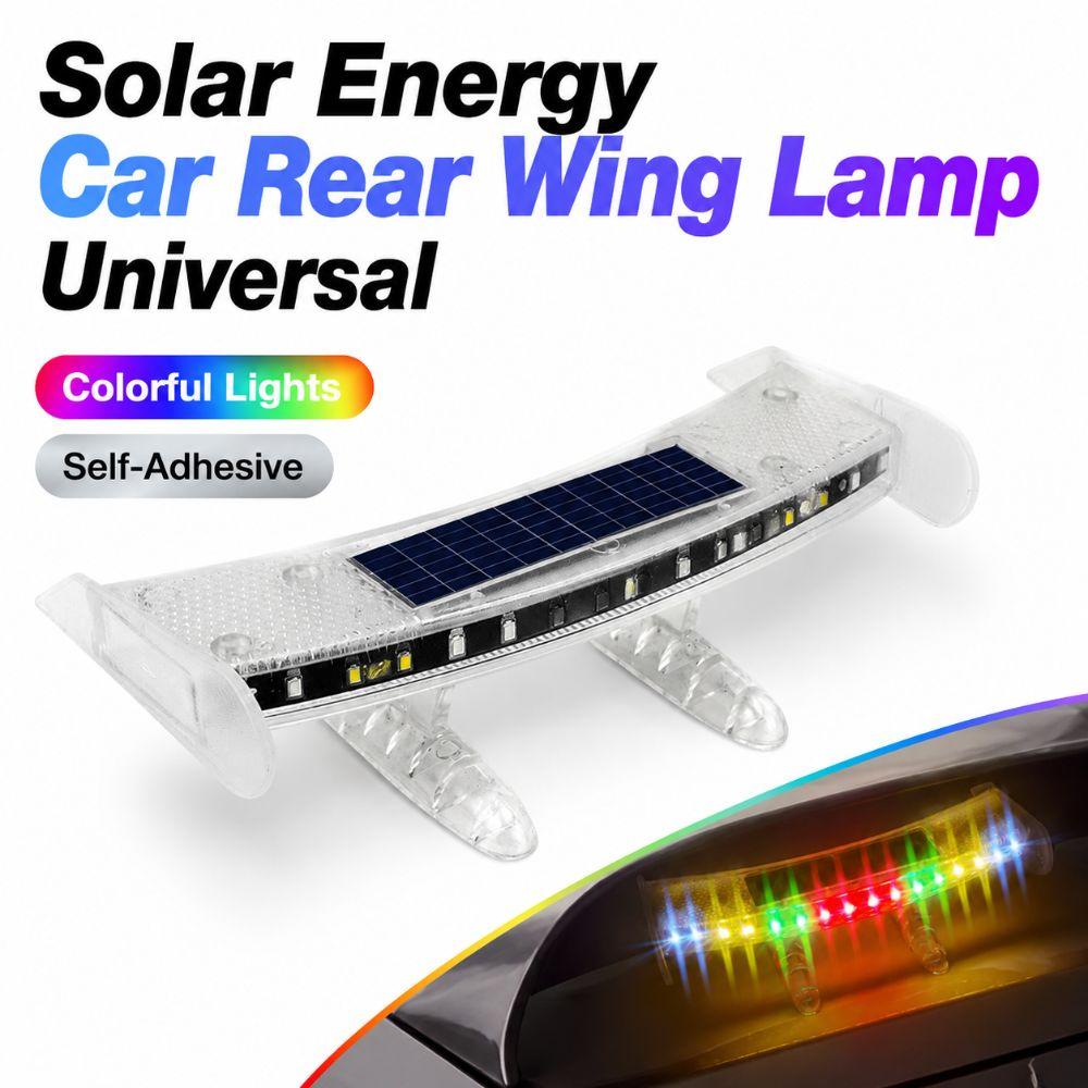 Mini Car Rear Wing Lamp Solar Energy Car Ambient Lighting Trunk Warning Light  Car Exterior Trim