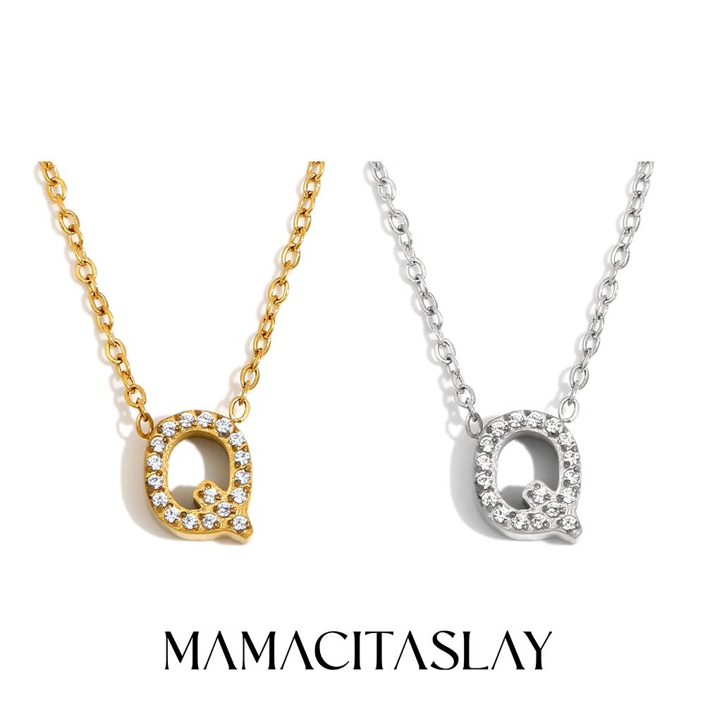 MamacitaSlay Classic 316L Stainless Steel Letter Necklace Waterproof 18K Gold Plated Jewelry Women's Elegant Neck Jewelry Gift