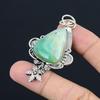 Friendship Day Deal 925 Silver Pear Chrysoprase Stone Sister Flower Boho Pendant