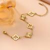 18K Gold Plated Four-Leaf Clover Engraved Bracelet for Women - Elegant Lucky Jewelry