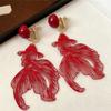 No Piercing Fish Hollow Ear Clips Round Acrylic Material Ear Accessory Secure Hold Comfortable for Long Term Wear