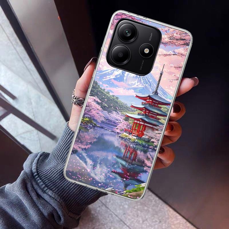 Japanese Cherry Mount Fuji Phone Case For Xiaomi Redmi Note 10 11 12 13 14 15 Pro Plus 11S 12S 14S 11T 11E 10S Soft TPU Back Cov