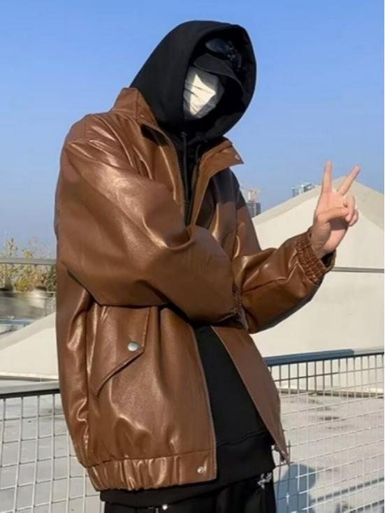 Men's Trendy Cross Retro PU Leather Jacket - Scoundrel Cool Design for Spring/Autumn Street Style & Motorcycle Wear