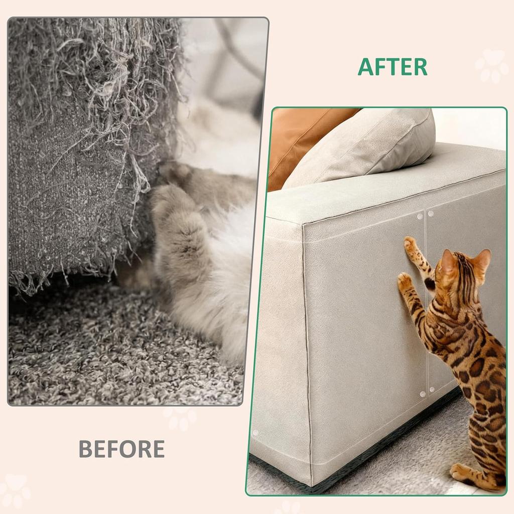 Anti-Cat Scratch Furniture Protector - 10 Pack Couch Protectors from Cats Claws, Clear Cover Protection from Cat Scratching on Your Sofa, Furniture,