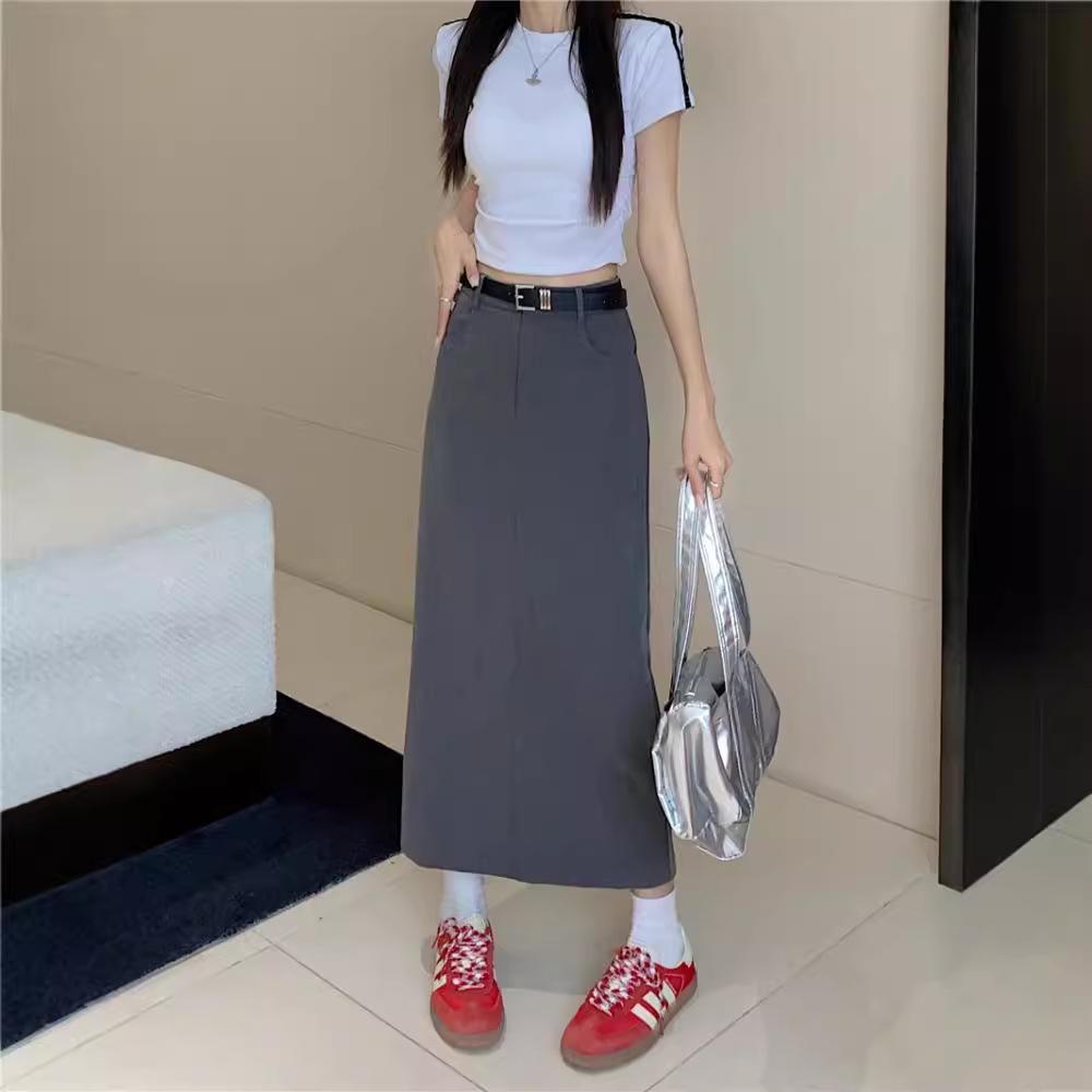 

2024 Summer Slim A-Line High Waist Skirt - Light Mature Style with Split Design 2XL
