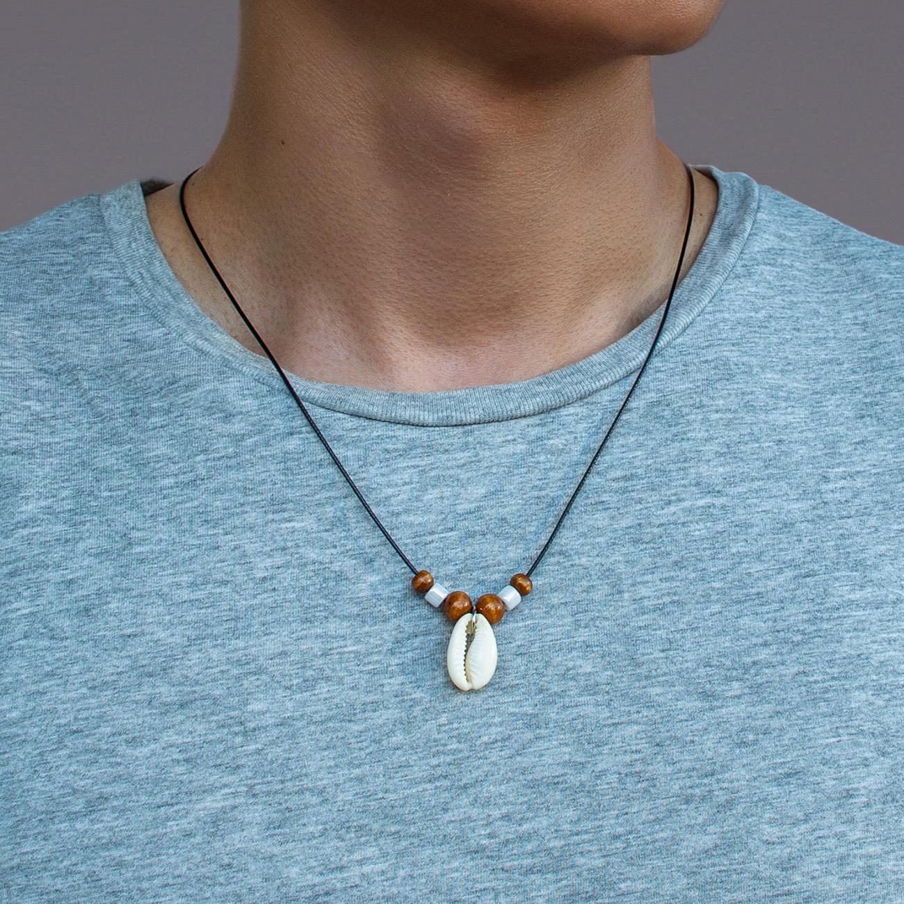 

Bohemian style shell woven wooden bead pendant for men s necklace