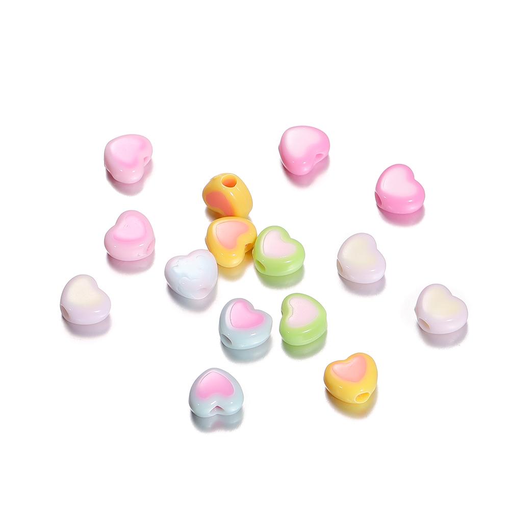 50/100pcs 6.5*8mm Acrylic Flat Love Heart Shape Loose Spacer Beads for Jewelry Making DIY Bracelet Necklace Accessories