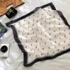 Skin-friendly soft cotton and linen breathable neck protection small square scarf polka dot cashew flower headscarf export Korean single scarf silk sc