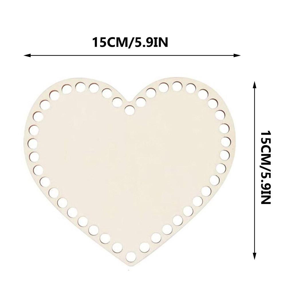 2Pcs Heart Shape Wooden Basket Bottom DIY Crochet Bag Base Natural Wood Bag Bottom for Beginners Shaping Pad Basket Weaving