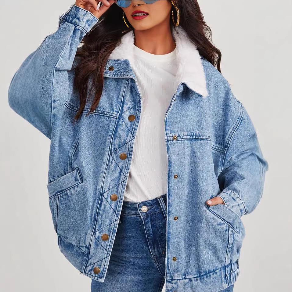 2025 New Arrival European Style Women's Winter Chic Denim Jacket – Fashionable & Age-Reducing