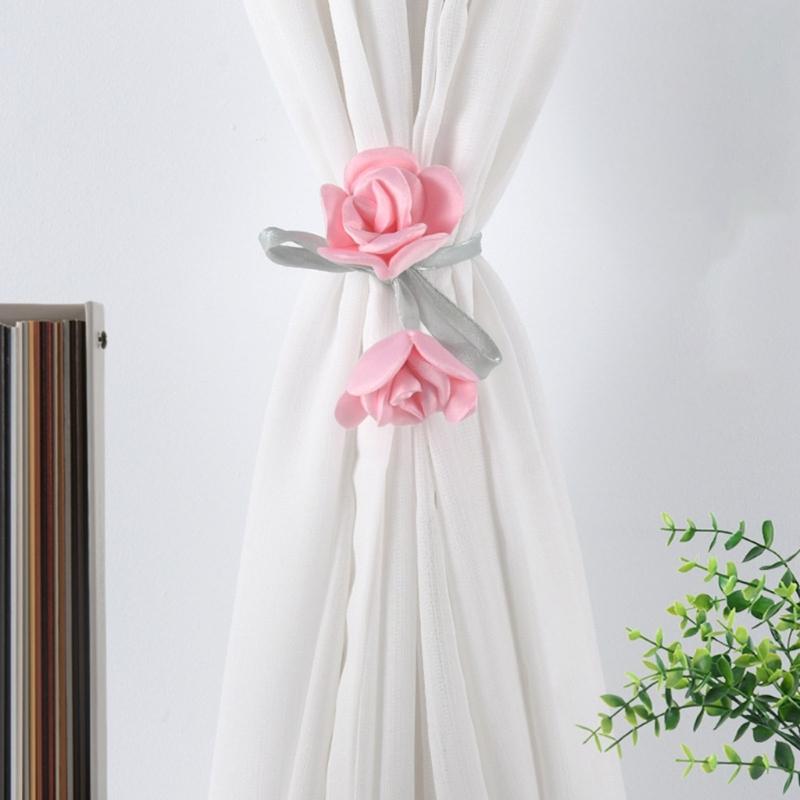 Flower Shape Curtain Holdbacks Polyester Fabric Multiple Color Option Simple Setup Window Decoration