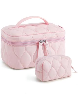 BAGSMART Makeup Large Small Cosmetic Travel Makeup Cosmetic Storage Bathroom Easy Perfect for Business Pink Pouch, Capacity, Organizer, Pouch, Pouch,