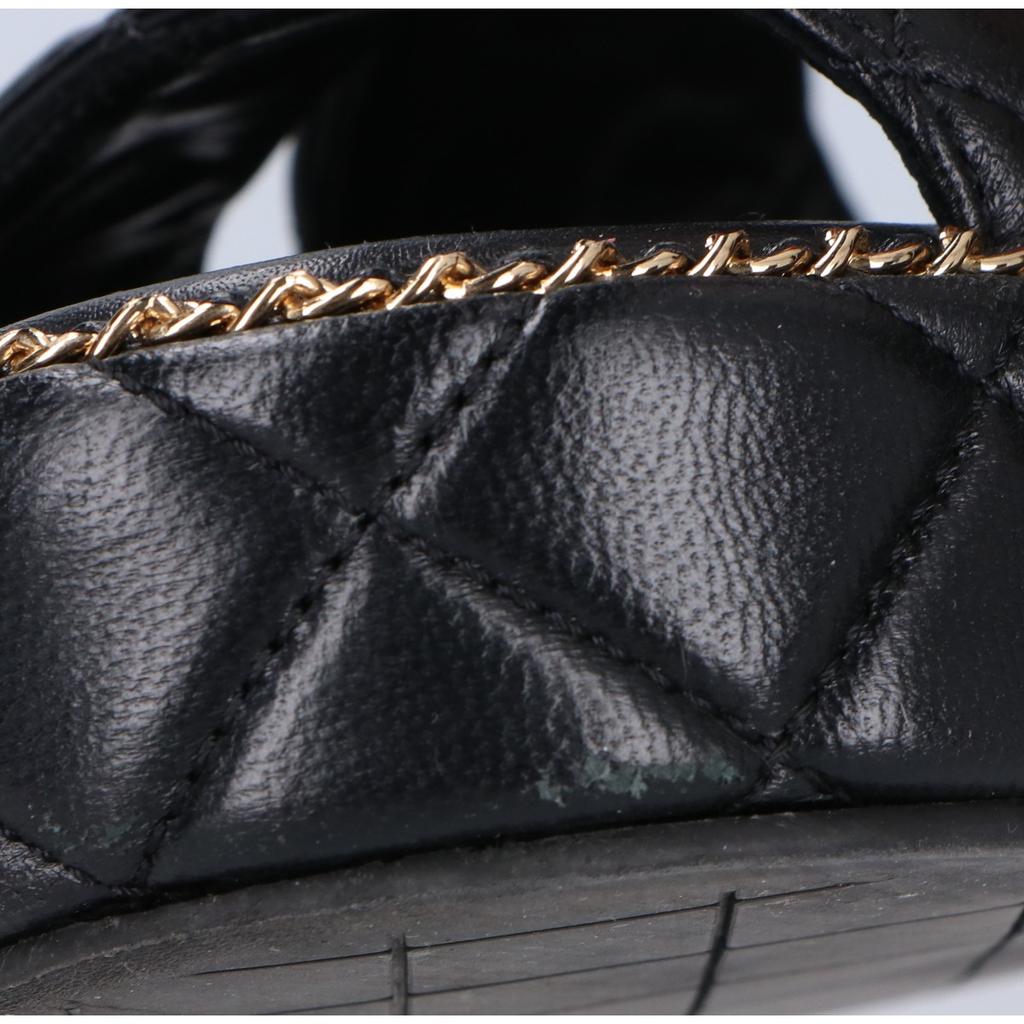 Chanel G46613 CC Logos Matelassé/Kette Plateau Sandalen Schuhe 37 1/2C Schwarz / goldGebraucht