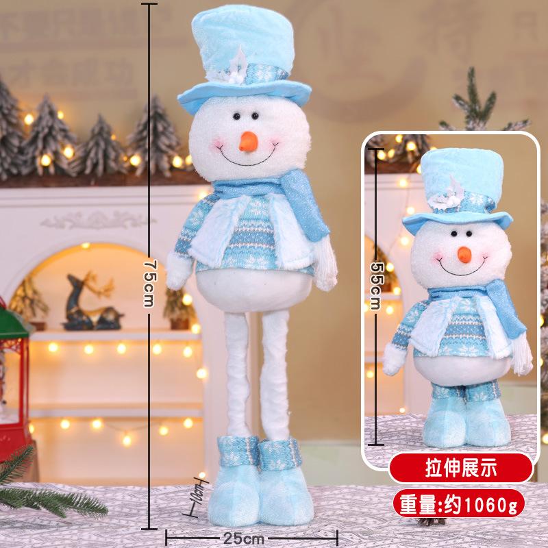 Christmas Retractable Doll Ornaments Christmas Blue Standing Position Retractable Doll Ornament Old Man Snowman Long Legs Doll