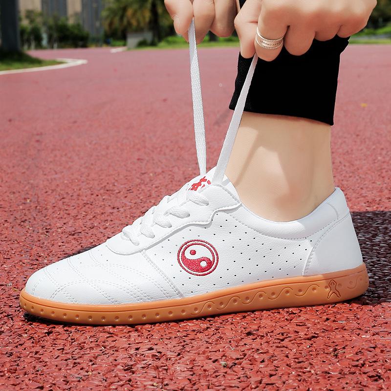 Men's Lightweight Non-Slip Tai Chi Shoes with Cowhide Sole, Leather Surface, Sizes 35-44