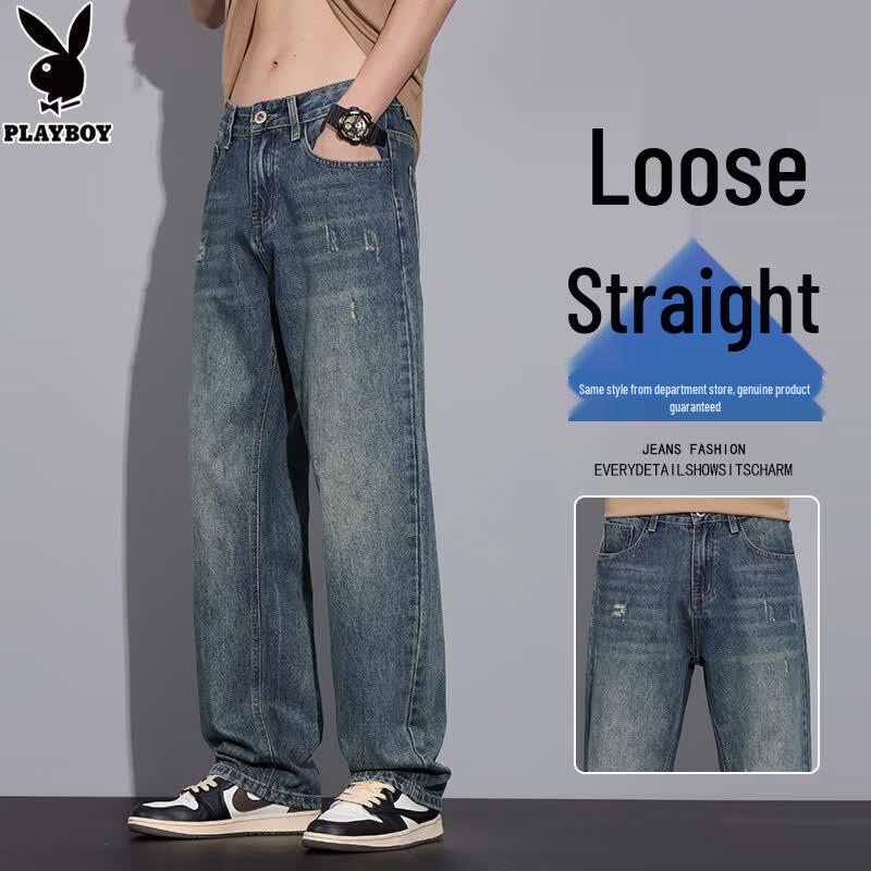 Playboy Men s Vintage Distressed Straight Loose Jeans 31