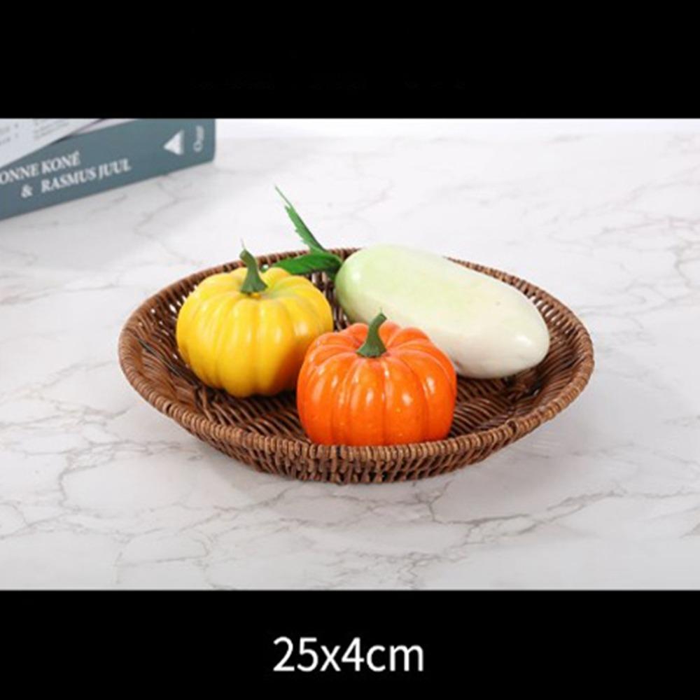 Neue Härte Rattan Weide Geflochtene Servierkörbe Handgeflochten Khaki Brot Obst Gemüse Korb mit Griff 10 Stile Pizza Tablett