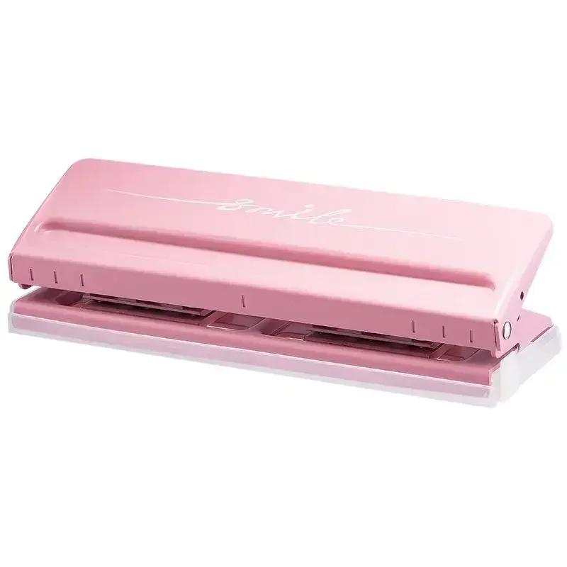 

Convenient Adjustable Hand Book Certificate Adjustable Spacing 6hole Punching Machine Manual Ledger Multi Size Office Stationery розовый