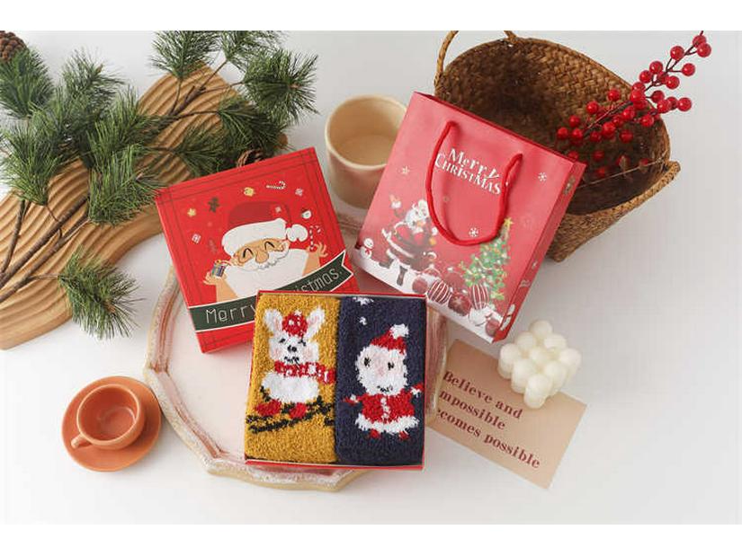 

Детские рождественские носки из кораллового флиса, не линяющие, до середины икры, набор из 2 пар, мультяшный снеговик, подарок для родителей и детей Gift box only