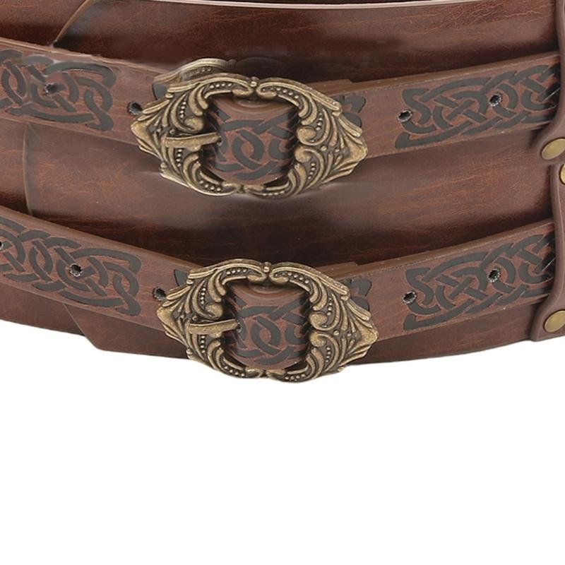 Middle Ages Waistband Perfect for Costume Parties Gatherings Cosplay Embossed Belt Wide Belt Brown Waistband for LARP