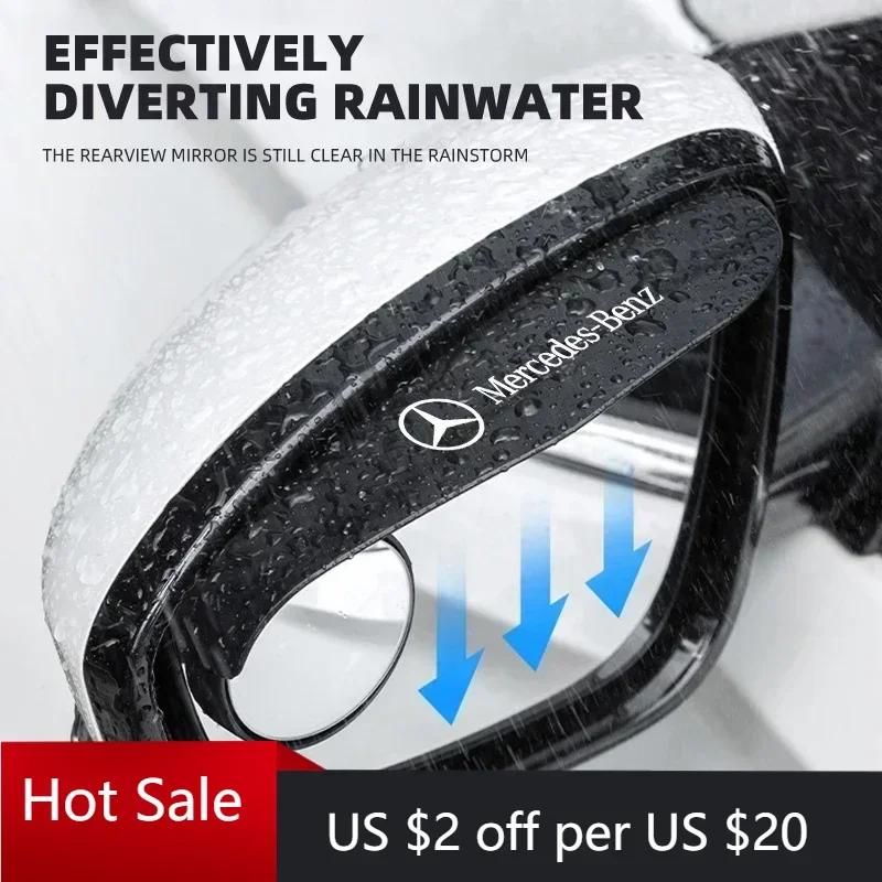 GLC 2 Piezas Visera Protectora de Lluvia para Espejo Retrovisor de Coche Espejo Redondo Pequeño Para Mercedes Benz AMG W124 W202 W203 W204 W210 W211 Accesso
