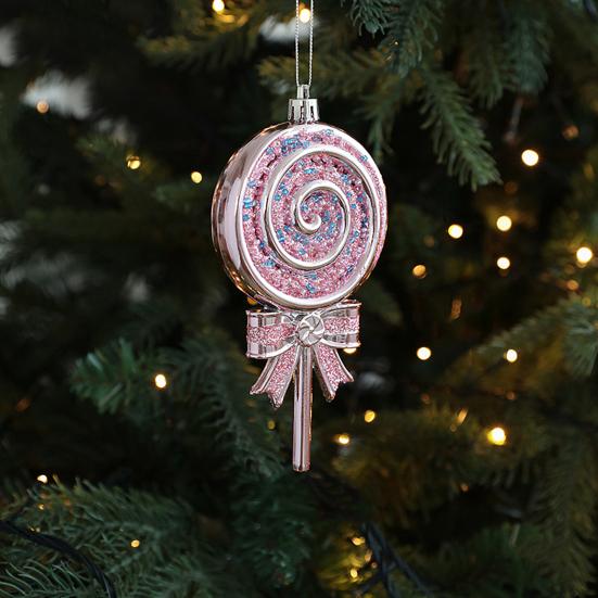 Christmas Ornament Sparkling Pink Series Ice Cream Doughnut Shape Hanging Pendant Farmhouse Xmas Decor
