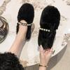 Xiaoxiangfeng Fluffy Shoes Women's Autumn and Winter New Soft Flat-bottomed Velvet Bean Shoes Warm Cotton Shoes