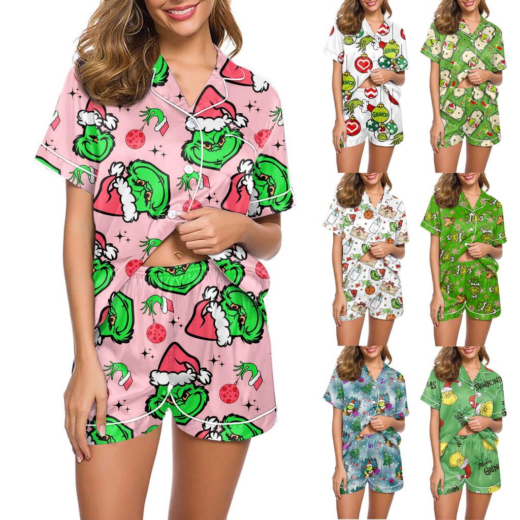 Women's Soft Two-piece Printed Pajama Set Short Sleeved Shorts Set Casual Clothing Set Pajamas