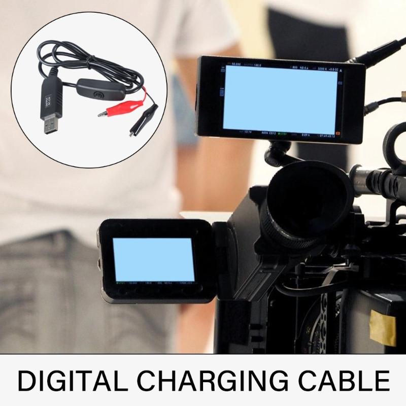 USB 5V Male to Clip Test Cable Power Supply Adapter Cord Wire with Switching Button for Electrical Testing