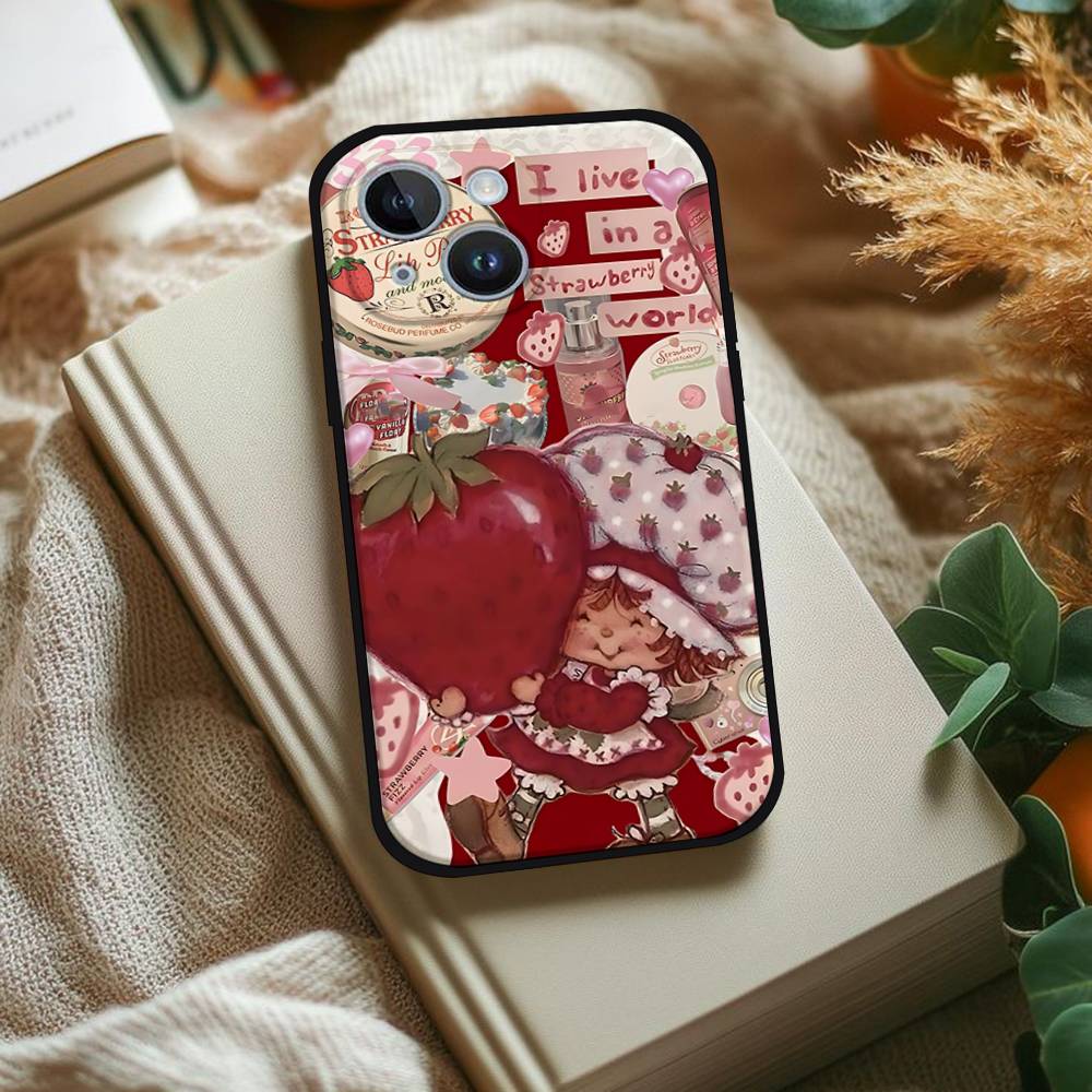 Strawberry S-Shortcake Phone Case For IPhone 1716 15 14 13 Pro Max 11 12 Mini X Xs XR Black Silicone Cover