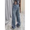 Women's Retro Blue High Waist Wide Leg Jeans for Autumn/Winter - Plus Size Slimming Straight Leg Pants for Pear Shapes