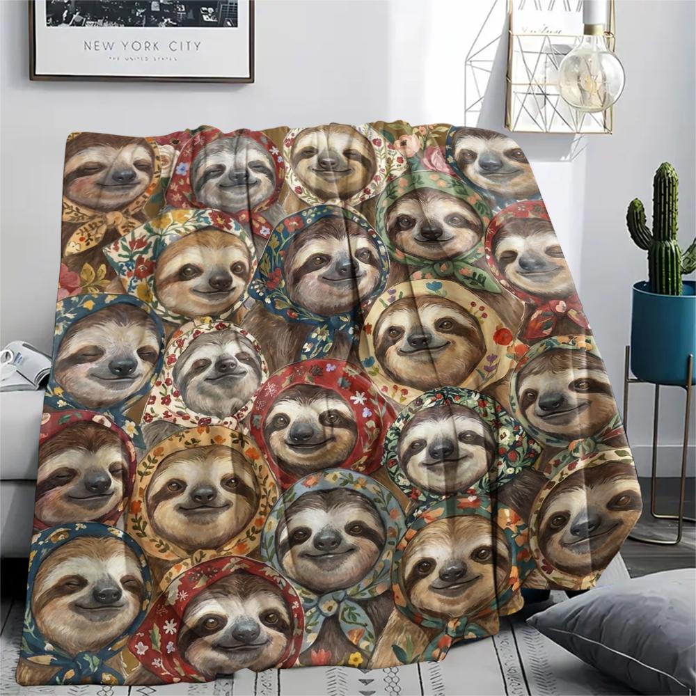 1 Stück Retro Tier Kunst Druck Flanelldecke, Hohe Qualität für Alle Jahreszeiten, Heimdekoration, Wärme und Komfort, Perfekt für Weihnachtsgeschenke