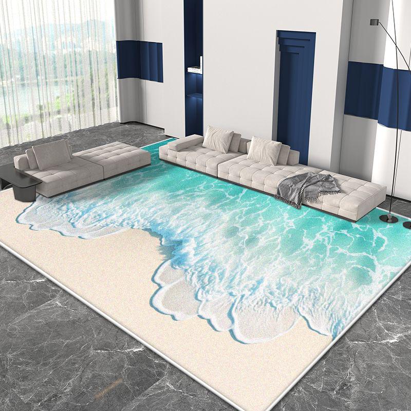 3D Beach Pattern Decor Home Carpet Living Room Big Size Non-slip Gaming Room Decoration Rug Soft Easy Cleaning Sofa Table Mat